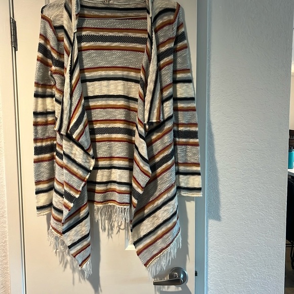 Rip Curl Cardigan Boho Sweater Rust cream Stripe Small - Picture 1 of 5
